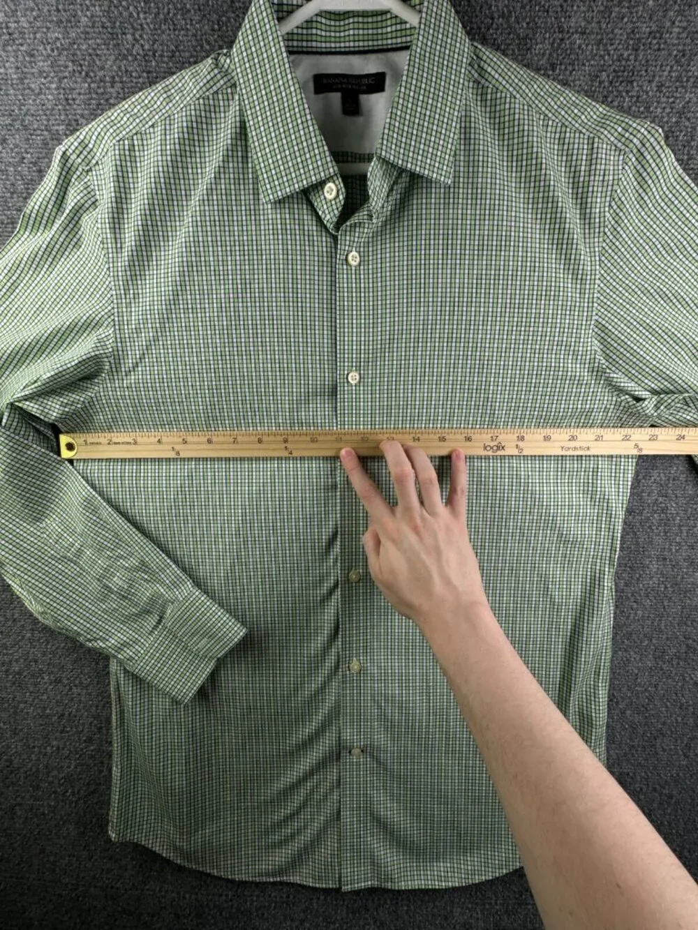 Banana Republic Shirt Men Green Long Sleeve Button Up Slim Fit Non Iron Cotton
